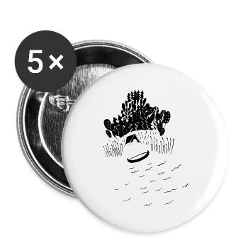 Kanu Camping Natur Liebe Zelten Geschenk - Buttons groß 56 mm (5er Pack) - Weiß - Vorne