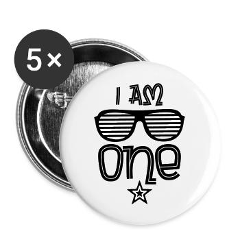 Erster Geburtstag - Buttons groß 56 mm (5er Pack) - Weiß - Vorne