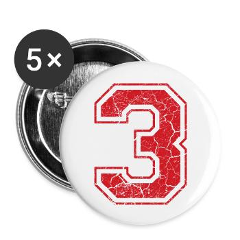 3 three drei red rot (fr) - Lot de 5 grands badges (56 mm) - blanc - Devant