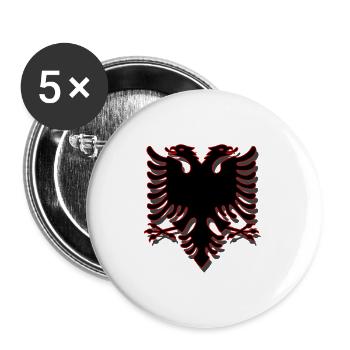 DOPPELADLER ALBANIEN / Die Flagge von Skanderbeg - Buttons groß 56 mm (5er Pack) - Weiß - Vorne
