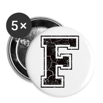 Un caractère F in Grunge-Look - Lot de 5 grands badges (56 mm) - blanc - Devant