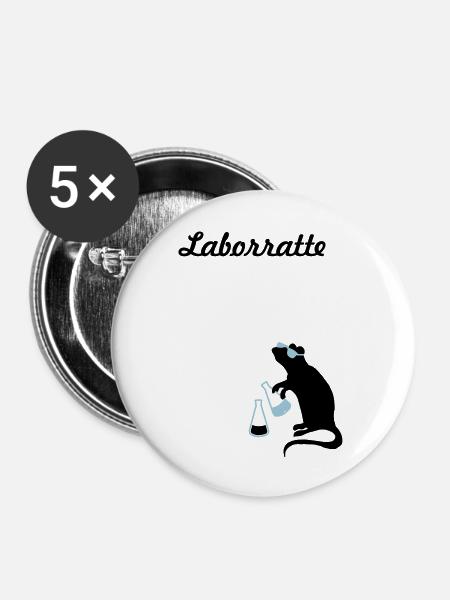 laborratte - Buttons groß 56 mm (5er Pack) - Weiß