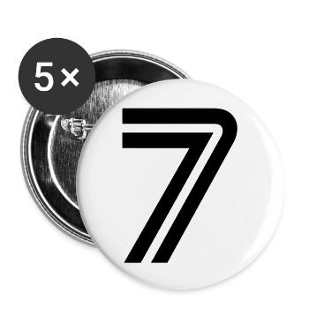Rückennummer 7 - Buttons groß 56 mm (5er Pack) - Weiß - Vorne