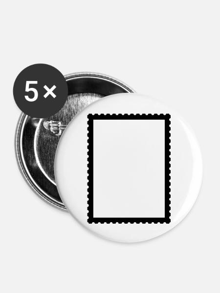 Briefmarke - Buttons groß 56 mm (5er Pack) - Weiß