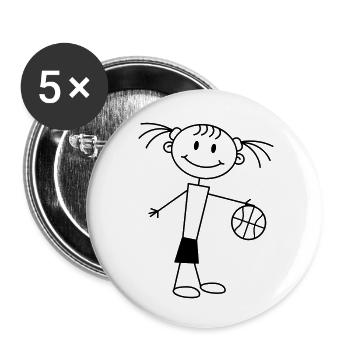 basketball_girl - Buttons large 2.2''/56 mm (5-pack) - white - Front
