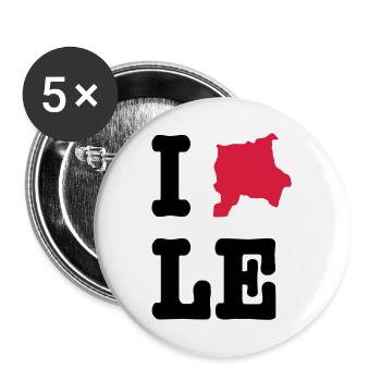 I Love Leipzig (I heart LE) - City Outlines - Buttons large 2.2''/56 mm (5-pack) - white - Front
