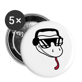 gesicht cool dj musik party feiern sonnenbrille ko - Buttons groß 56 mm (5er Pack) - Weiß - Vorne