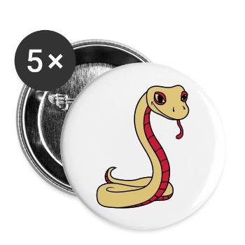 snake face head gecko lizard real reptile - Buttons large 2.2''/56 mm (5-pack) - white - Front