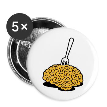 A brain with a fork - Buttons large 2.2''/56 mm (5-pack) - white - Front