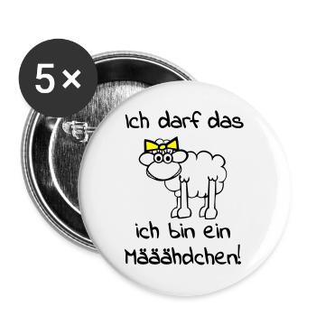 Ein Schaf - Mädchen - Buttons groß 56 mm (5er Pack) - Weiß - Vorne