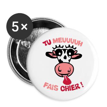 do you moo cow shit phrase - Buttons large 2.2''/56 mm (5-pack) - white - Front