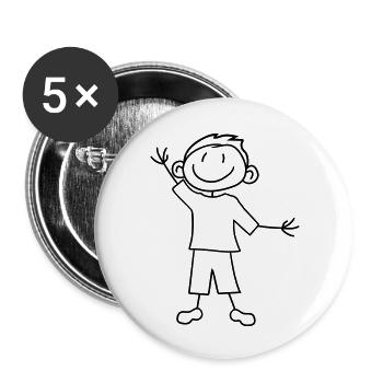 begruessen winken familie gemalt kind kritzel comi - Buttons groß 56 mm (5er Pack) - Weiß - Vorne