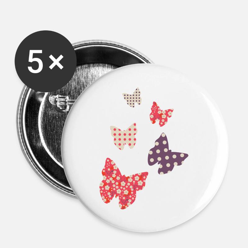 butterflies - Buttons large 2.2''/56 mm (5-pack) - white