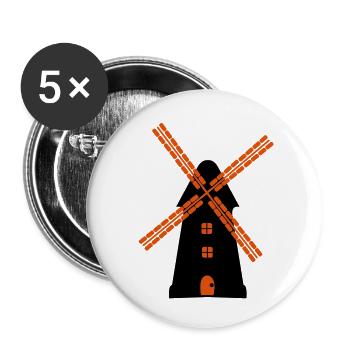 windmuehle - Buttons groß 56 mm (5er Pack) - Weiß - Vorne