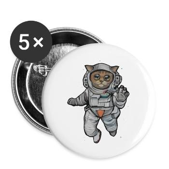 LILI THE CATSTRONAUT - Lot de 5 grands badges (56 mm) - blanc - Devant