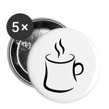 café - Lot de 5 grands badges (56 mm) - blanc - Devant