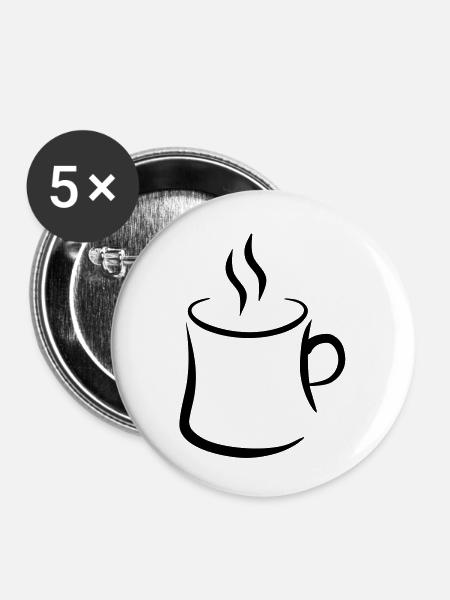 Kaffee - Buttons groß 56 mm (5er Pack) - Weiß