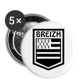 Drapeau Breton - Lot de 5 grands badges (56 mm) - blanc - Devant