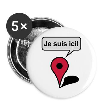I am here! Google Maps - Buttons groß 56 mm (5er Pack) - Weiß - Vorne
