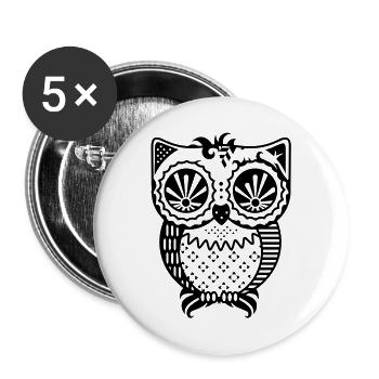 Patchwork owl - Buttons large 2.2''/56 mm (5-pack) - white - Front