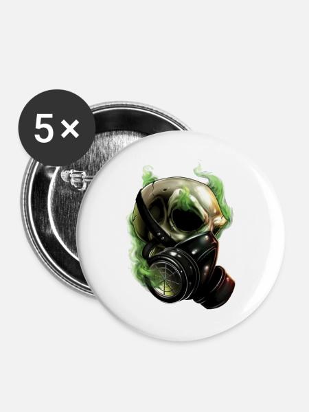 Gas skull - Buttons groß 56 mm (5er Pack) - Weiß