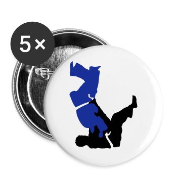 judo - Lot de 5 grands badges (56 mm) - blanc - Devant
