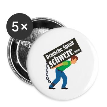 Bended man - gebückter Mann trägt Spruch - Buttons groß 56 mm (5er Pack) - Weiß - Vorne