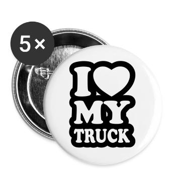 I love my truck - J'aime mon camion - Lot de 5 grands badges (56 mm) - blanc - Devant