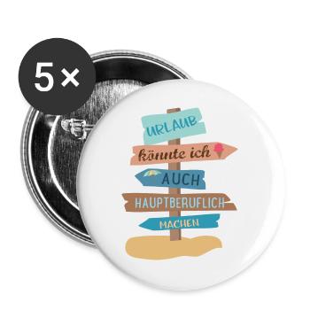 Urlaub - Buttons groß 56 mm (5er Pack) - Weiß - Vorne