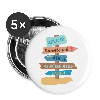 Urlaub - Buttons groß 56 mm (5er Pack) - Weiß - Vorne