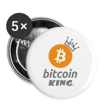 Bitcoin King Crown Logo Tee - Buttons groß 56 mm (5er Pack) - Weiß - Vorne