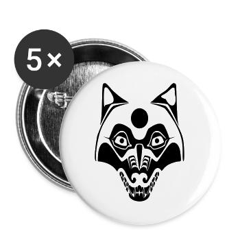 wolf - maske mond - Buttons groß 56 mm (5er Pack) - Weiß - Vorne