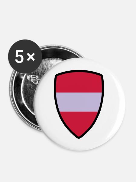 österreich fahne - Buttons groß 56 mm (5er Pack) - Weiß
