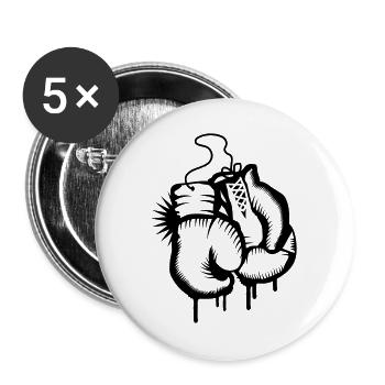 Deux gants de boxe dans le style de graffiti - Lot de 5 grands badges (56 mm) - blanc - Devant