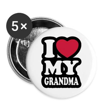 I love my grandma - Buttons large 2.2''/56 mm (5-pack) - white - Front