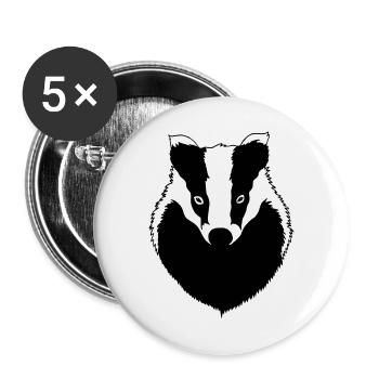 Dachs Kopf - Buttons groß 56 mm (5er Pack) - Weiß - Vorne