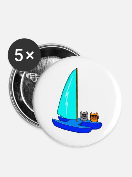 Segeln - Buttons groß 56 mm (5er Pack) - Weiß