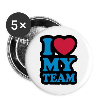 I love my team - Buttons large 2.2''/56 mm (5-pack) - white - Front