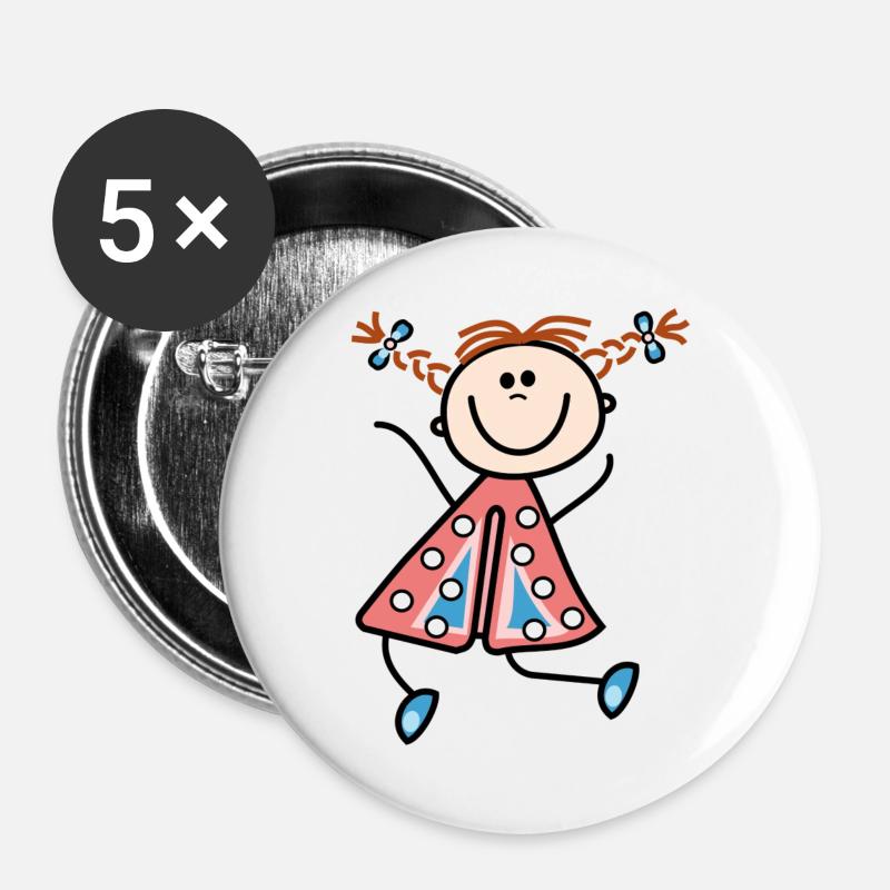 Mädchen - Buttons groß 56 mm (5er Pack) - Weiß