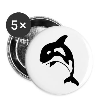 orca - Lot de 5 grands badges (56 mm) - blanc - Devant