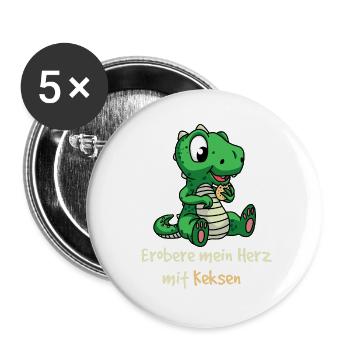 Conquer my heart with cookies Dino kinder Fantasy - Buttons large 2.2''/56 mm (5-pack) - white - Front