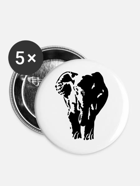 Elefant - Buttons groß 56 mm (5er Pack) - Weiß