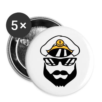 kapitaen muetze matrose seemann schiff crew team s - Buttons groß 56 mm (5er Pack) - Weiß - Vorne