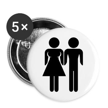 Woman And Man - Buttons large 2.2''/56 mm (5-pack) - white - Front