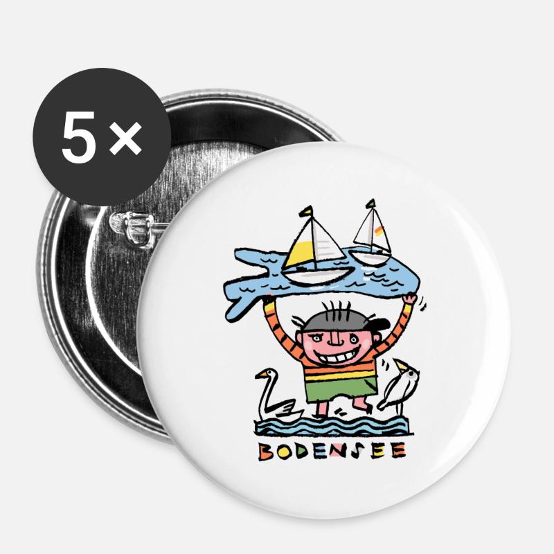 Bodensee - Buttons groß 56 mm (5er Pack) - Weiß