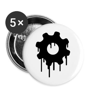 Gears Graffiti - Buttons groß 56 mm (5er Pack) - Weiß - Vorne