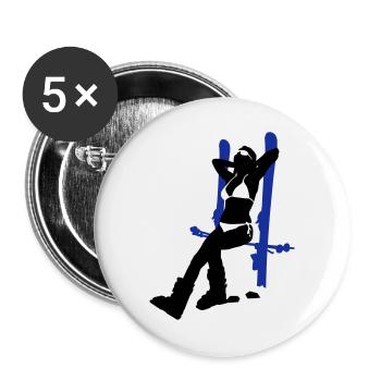ski girl - Buttons large 2.2''/56 mm (5-pack) - white - Front