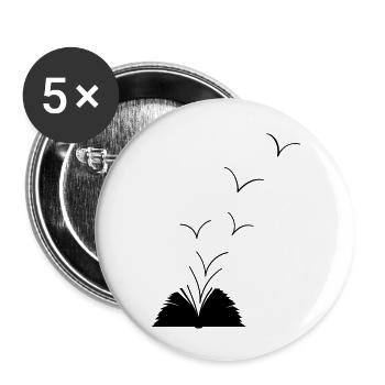Offenes Buch - Buttons groß 56 mm (5er Pack) - Weiß - Vorne