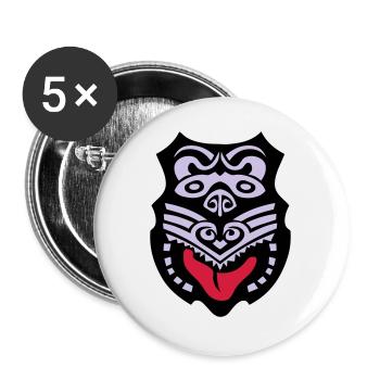 Māori mask tribal ethnic tattoo - Buttons large 2.2''/56 mm (5-pack) - white - Front