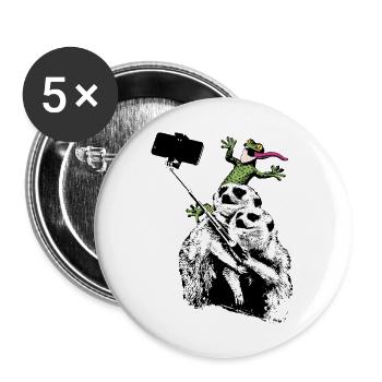 INOLA-Fotobomb-Gecko-Erdm - Buttons groß 56 mm (5er Pack) - Weiß - Vorne